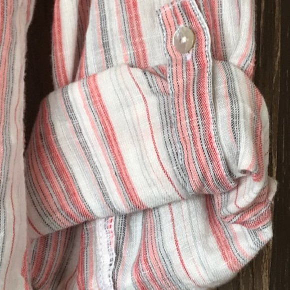 Jones New York NWT Pink & Gray Striped Blouse Sz Large - Picture 4 of 4